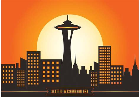 Seattle Skyline Vector Illustration - Download Free Vector Art, Stock ...