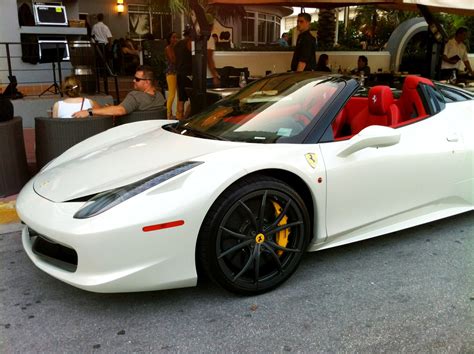 Exotic Cars on the Streets of Miami: White Ferrari 458 Italia Spider on ...