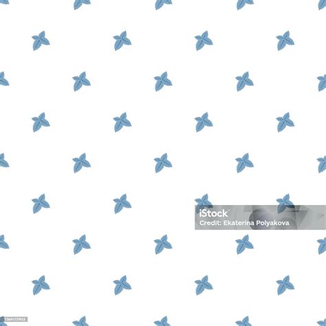 Cute Simple Seamless Pattern With Blue Mint Leaves Stock Illustration ...