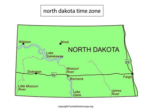 North Dakota Time Zone Map | US Time Zone Map North Dakota