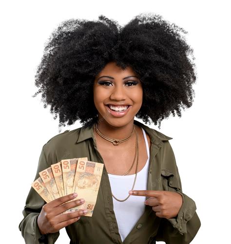 Premium Photo | Woman holding money young smiling woman holding Brazilian money, white background