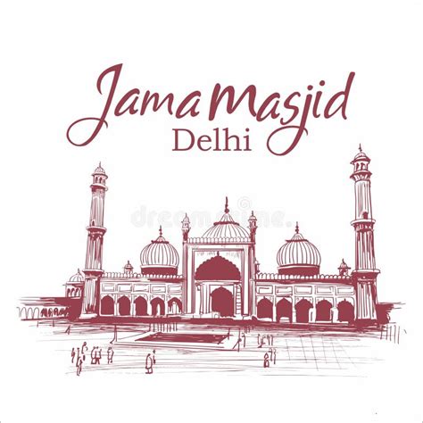 Jama Masjid Delhi India Sketch Illustration Architecture Stock ...