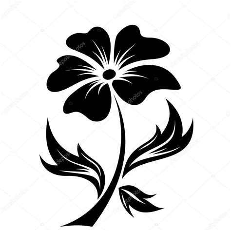 Black silhouette of flower. Vector illustration. Stock Vector by ©Naddya 43306935