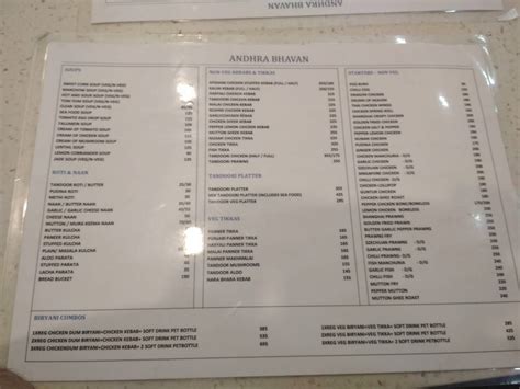 Menu at Andhra Bhavan, Bengaluru, 647, 1st Floor, 13th Cross, 27th Main, Opposite HDFC Bank,1 ...