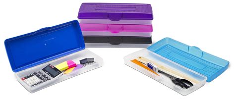 Storex Plastic Pencil Box,Assorted Colors (12 units/pack) - Walmart.com - Walmart.com