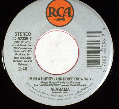 Alabama - I'm In A Hurry (And Don't Know Why) (1992, Vinyl) | Discogs