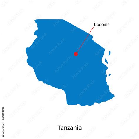 Detailed vector map of Tanzania and capital city Dodoma Stock Vector ...