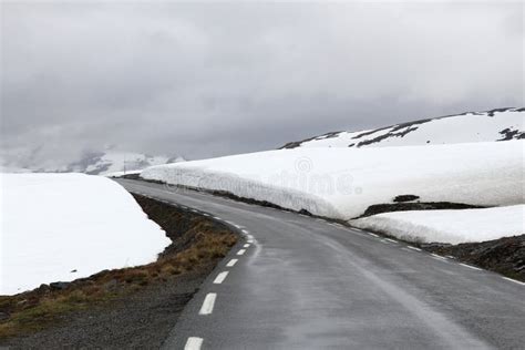 Snow Road, Norway stock image. Image of natural, raincloud - 64325347