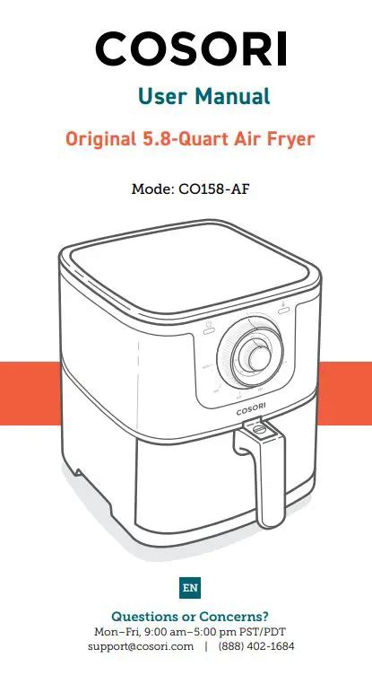 COSORI Original 5.8-Quart Air Fryer User Manual