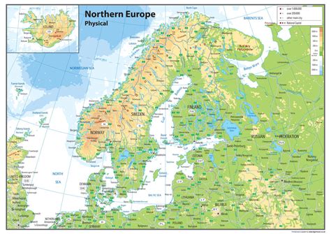 Northern Europe Physical Map– I Love Maps