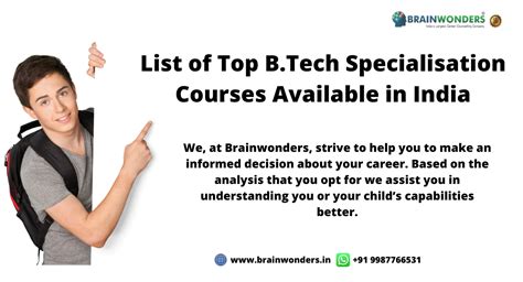 List of Top B.Tech Specialisation Courses Available in India - Brainwonders