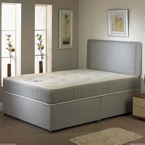 Hf4you Grey Fabric Divan Bed Set - 4FT Small Double - No Drawers ...