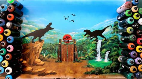 JURASSIC PARK SPRAY PAINTING - ArteDaniel - YouTube