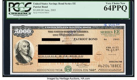 $5000 Series EE Patriot (Savings) Bond Issued June 2003 at FRB | Lot ...