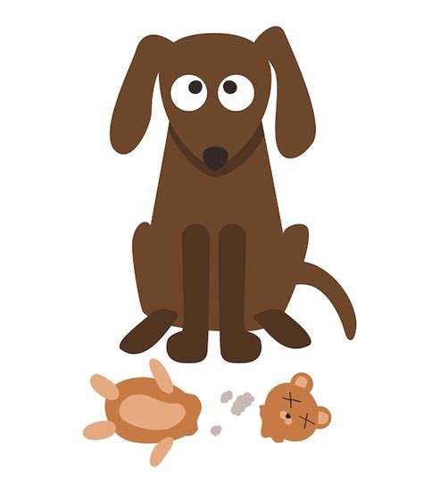 Premium Vector | The bad dog tore the toy vector illustration