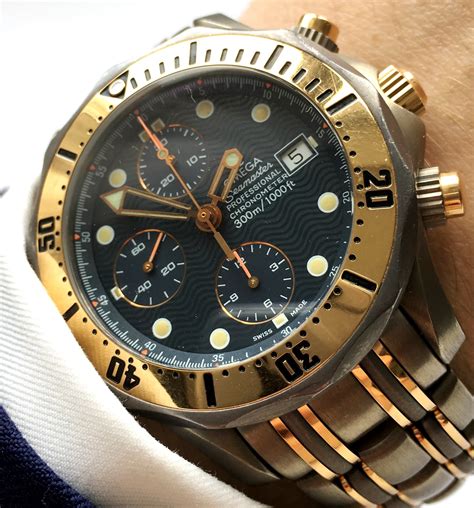 Rare Titanium Rose Gold Tantalum Omega Seamaster Professional 300m Diver Chronograph | Vintage ...