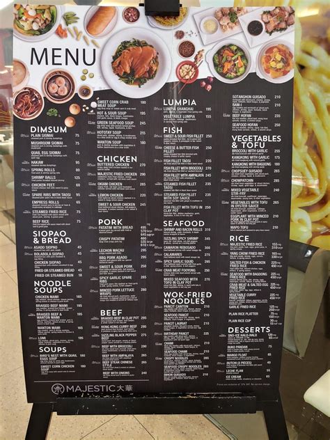 Menu at Majestic restaurant, Cebu City, SM City Cebu