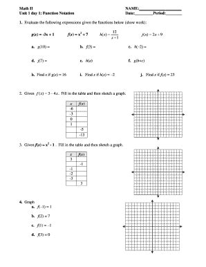 Function Notation Worksheet - Fill Online, Printable, Fillable, Blank | pdfFiller