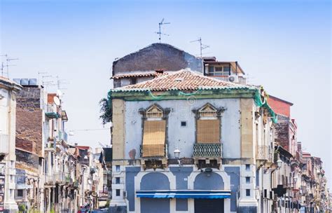 Traditional Architecture of Catania, Sicily, Facade of Ancient Building Stock Image - Image of ...