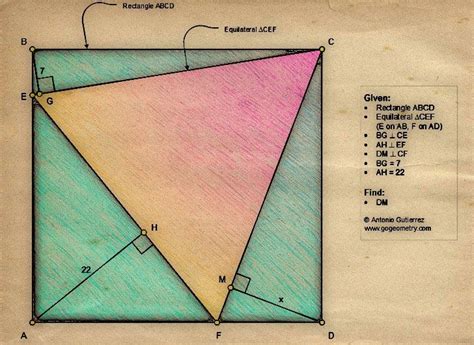 Geometry Problem 1318: Rectangle, Equilateral Triangle, iPad, mobile apps | Math geometry ...