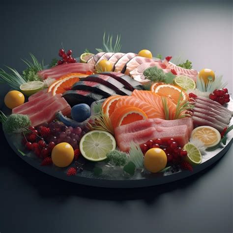 Premium AI Image | Sashimi platter ultrarealistic presentation