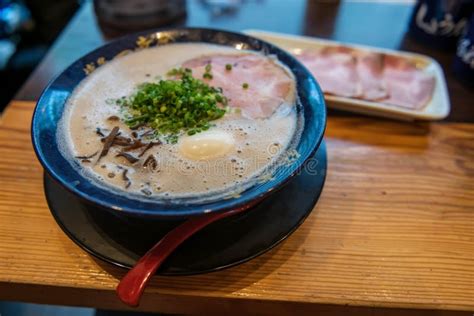 Bowl of Japanese Tonkotsu Hakata Ramen Noodles in Fukuoka Stock Image - Image of butatoro ...