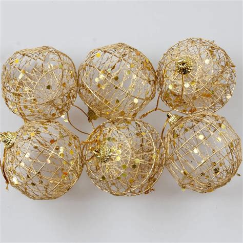 6pcs/lot DIY Christmas Tree Ball Decorations Creative Hollowed Gold ...