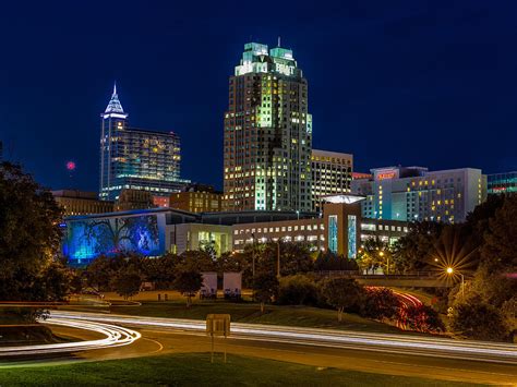 Raleigh, Nc Night Skyline Photograph by Allen Phelps