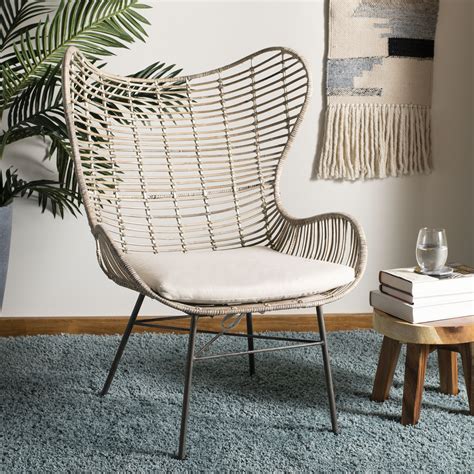 Safavieh Malia Modern Retro Rattan Wingback Armchair - Walmart.com