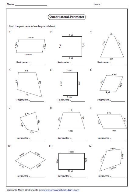 Quadrilateral Worksheets | Perimeter worksheets, Area and perimeter worksheets, Quadrilaterals ...