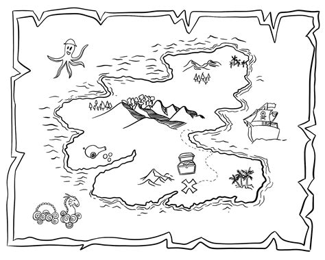 Pirate Map Template - 10 Free PDF Printables | Printablee | Pirate maps, Map crafts, Pirate ...