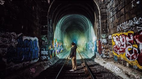 Free Images : man, people, railway, railroad, street, night, wall, tunnel, guy, color, graffiti ...