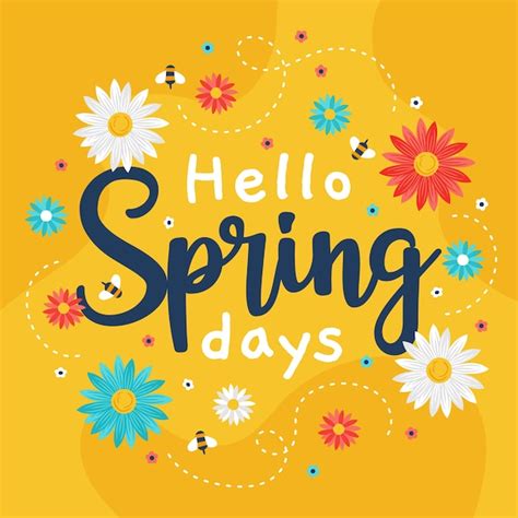 Free Vector | Hello spring lettering with colorful decoration