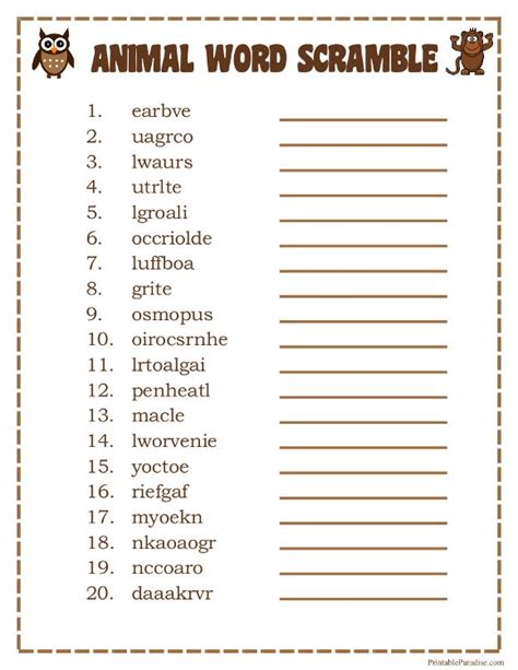 Printable Animals Word Scramble Game | Language Ideas | Pinterest ...