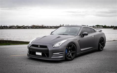 Nissan GT-R R35 Matte Black Car Tuning HD Desktop Wallpaper: Widescreen: High Definition: Fullscreen