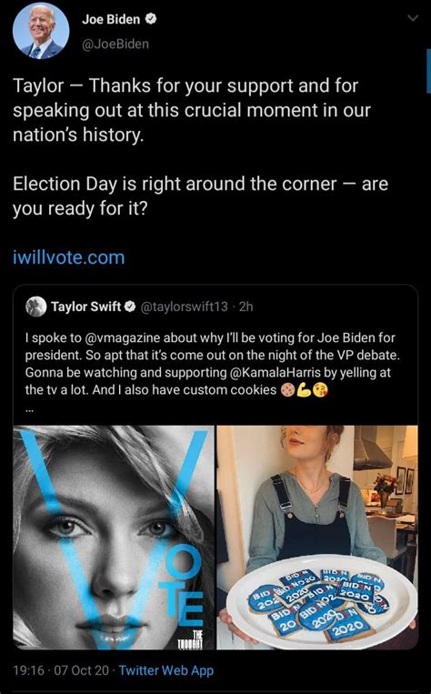 Joe Biden replies to Taylor's endorsement : r/TaylorSwift