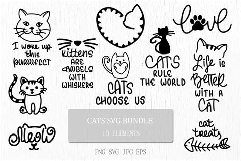 Cat quotes SVG Bundle | Pets clipart | Funny cats sayings