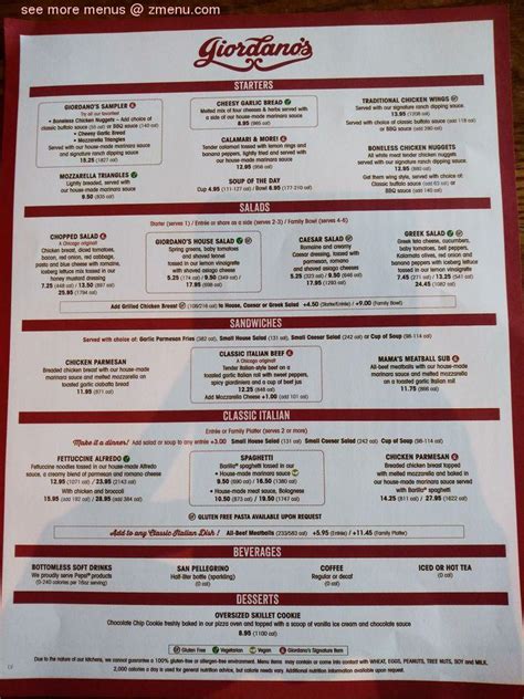 Menu at Giordano's pizzeria, Las Vegas, Las Vegas Blvd S Ste 200