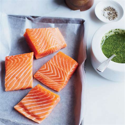 Roast Salmon with Lemony Basil Sauce Recipe - Renee Erickson