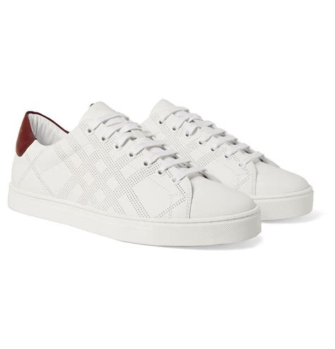 Burberry - Perforated Leather Sneakers - Men - White Burberry