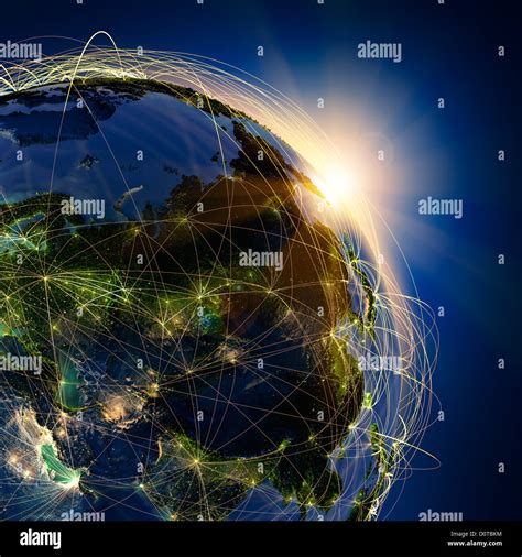 The main air routes of Asia Stock Photo - Alamy