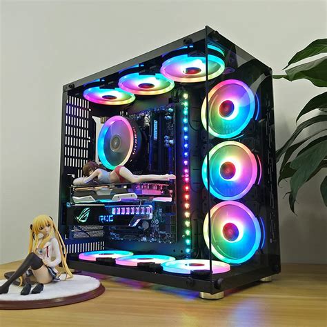 417*243*427mm Gaming Computer PC Gamer Case Full side Transparent Tempered glass Water Cooling ...