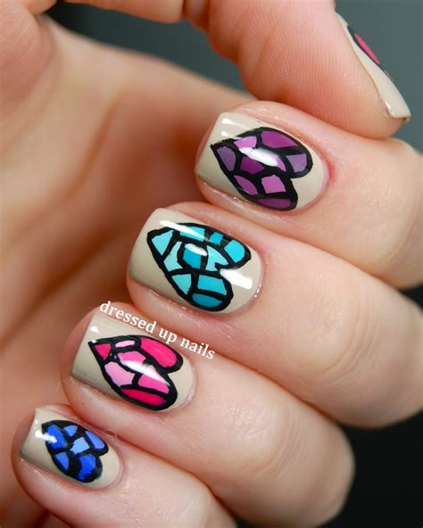 Dressed Up Nails: The Digit-al Dozen Love & Heartbreak Week day 1 - stained glass hearts