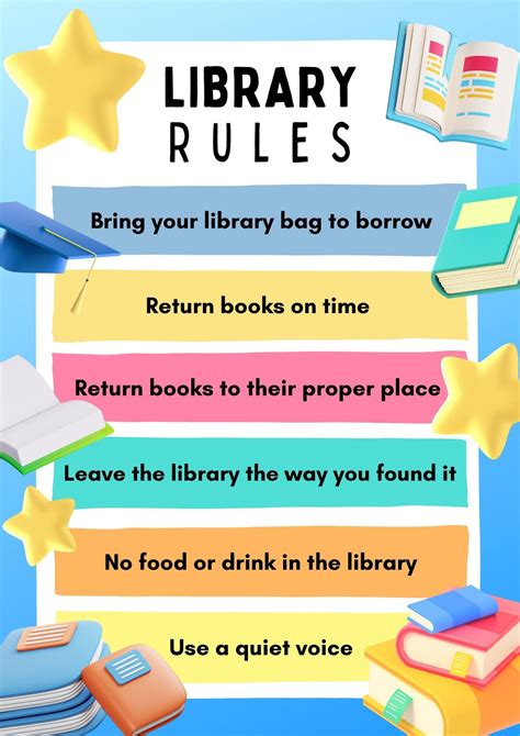 Printable Library Rules Poster Books Wall Decor Modern, 54% OFF