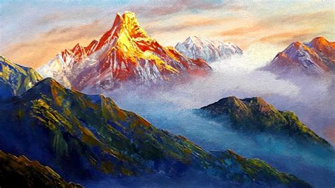 Sunrise on Mountain || Acrylic Painting || BK ART Galllery - YouTube