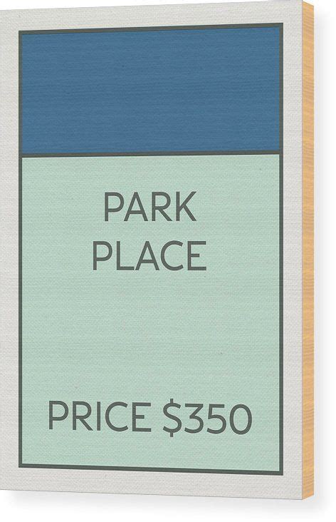 Park Place Vintage Monopoly Board Game Theme Card Wood Print by Design Turnpike | Board game ...