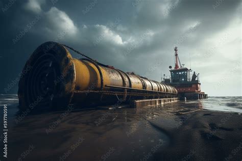 Construction of subsea gas pipeline. Generative AI Stock Illustration ...