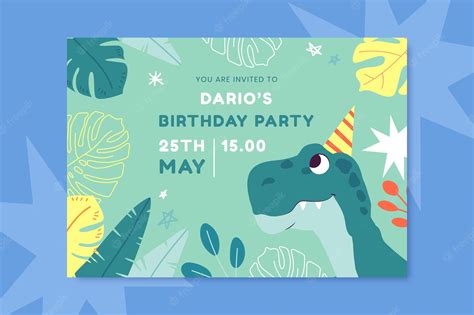 Cartoon dinosaur birthday invitation - Stokverse