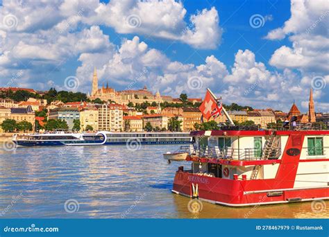 City Summer Landscape - View of the Danube River in Budapest Against the Background of the Buda ...