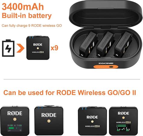 Portable Charging Case for Rode Wireless Go II Rode Wireless GO Microphone Build-in 3400mAh Battery